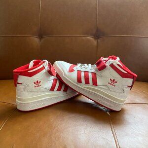 Adidas Forum Mid White Vivid Red, Size 7 US